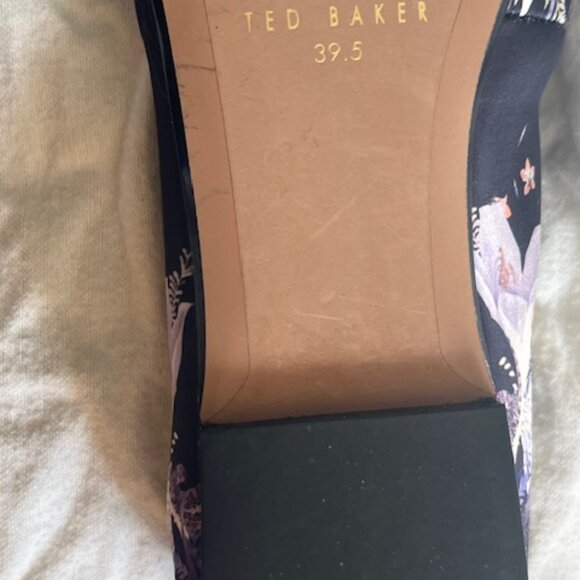 TED BAKER navy floral ballet flats size 39.5 Like NEW - Picture 7 of 12